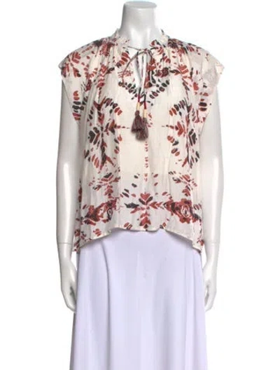 Pre-owned Maria Cher Printed Tie Neck Blouse In Multi