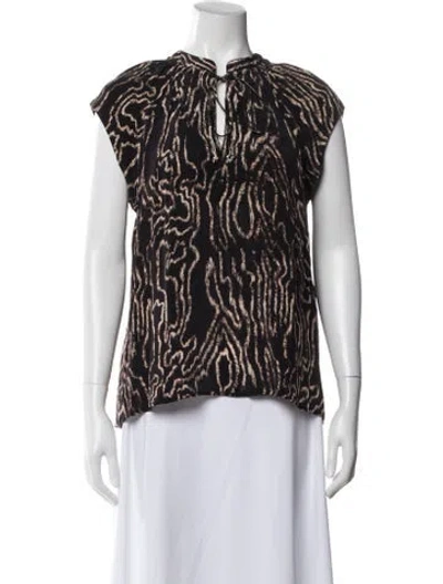 Pre-owned Maria Cher Printed Tie Neck Top In Multi