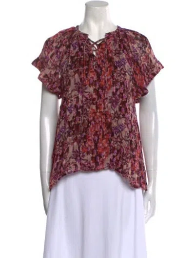 Pre-owned Maria Cher Printed V-neck Blouse In Multi