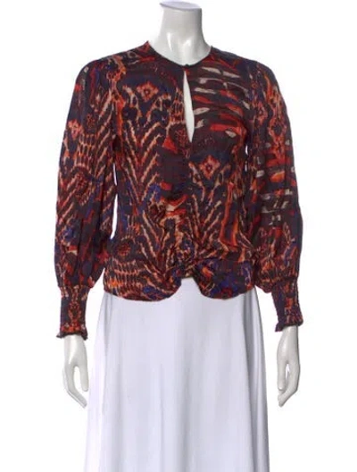 Pre-owned Maria Cher Printed V-neck Blouse In Multi