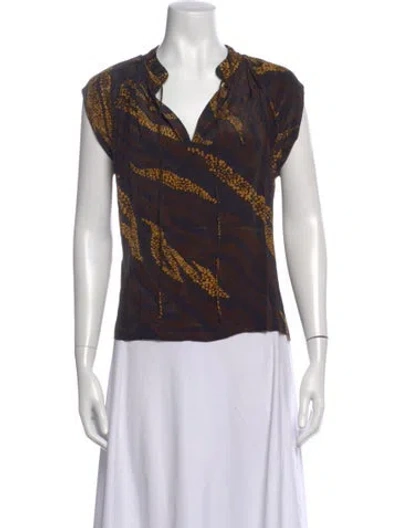 Pre-owned Maria Cher Printed V-neck Blouse In Multicolor