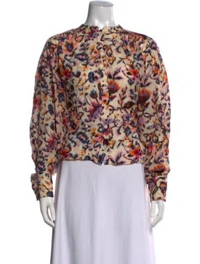 Pre-owned Maria Cher Silk Floral Print Blouse In Multicolor