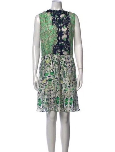 Pre-owned Maria Cher Silk Knee-length Dress In Blue/green