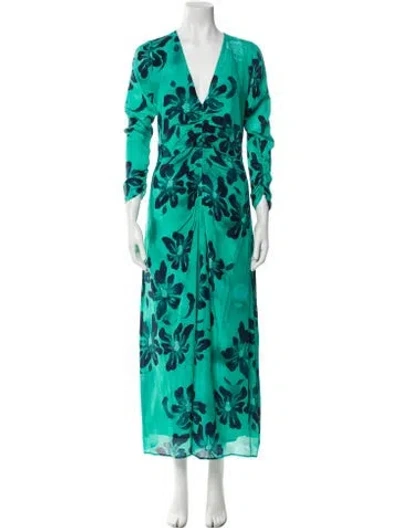 Pre-owned Maria Cher Silk Long Dress In Green