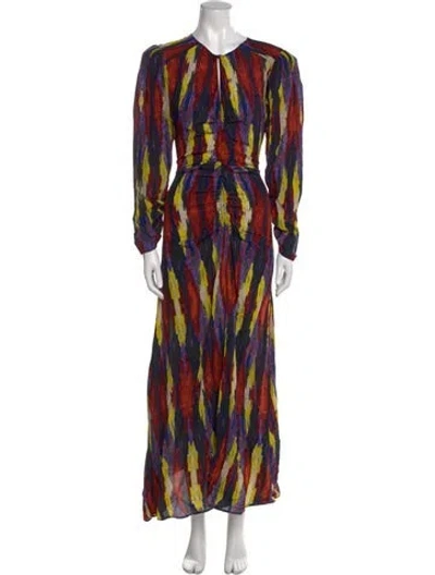 Pre-owned Maria Cher Silk Long Dress In Orange