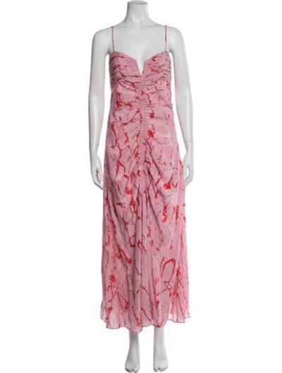 Pre-owned Maria Cher Silk Long Dress In Pink