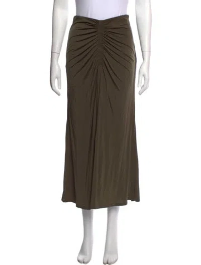 Pre-owned Maria Cher Silk Long Skirt In Green