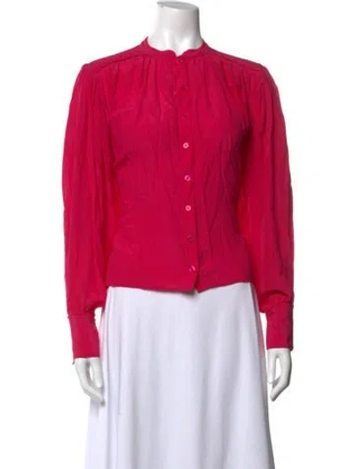 Pre-owned Maria Cher Silk Long Sleeve Blouse In Pink