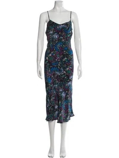 Pre-owned Maria Cher Silk Midi Length Dress In Blue