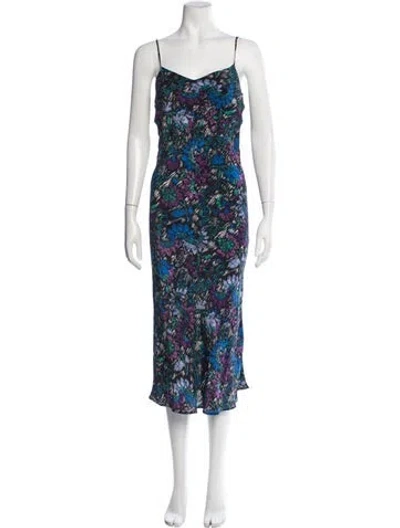 Pre-owned Maria Cher Silk Midi Length Dress In Blue