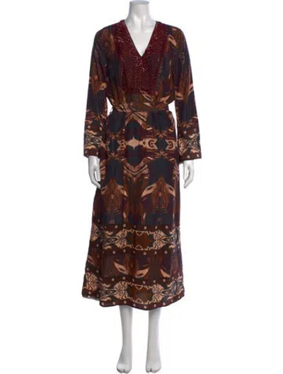 Pre-owned Maria Cher Silk Midi Length Dress In Multicolor