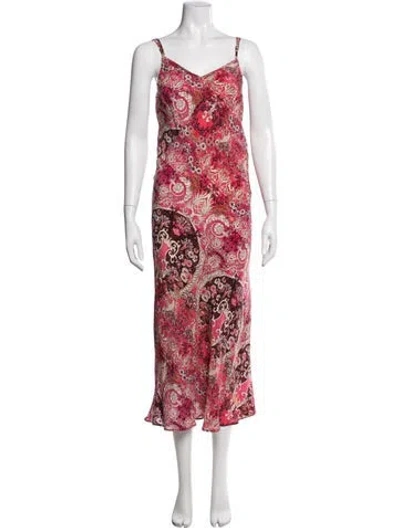 Pre-owned Maria Cher Silk Midi Length Dress W/ Tags In Pink