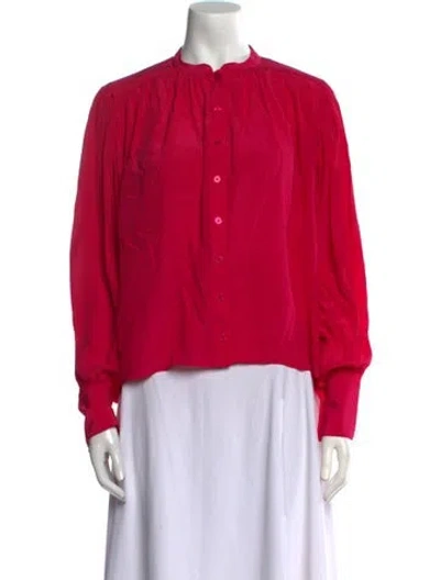 Pre-owned Maria Cher Silk Mock Neck Blouse In Pink