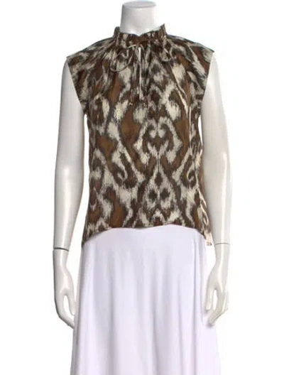 Pre-owned Maria Cher Silk Patterned Top W/ Tags In Neutral