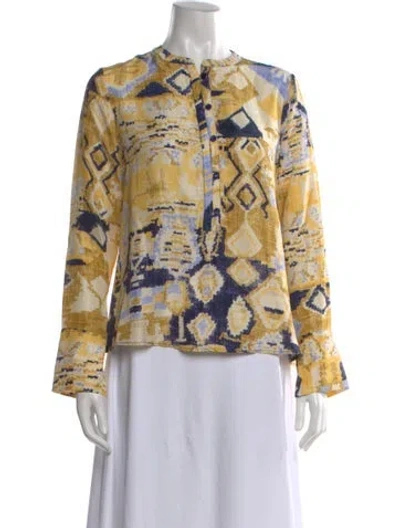Pre-owned Maria Cher Silk Patterned Top In Yellow
