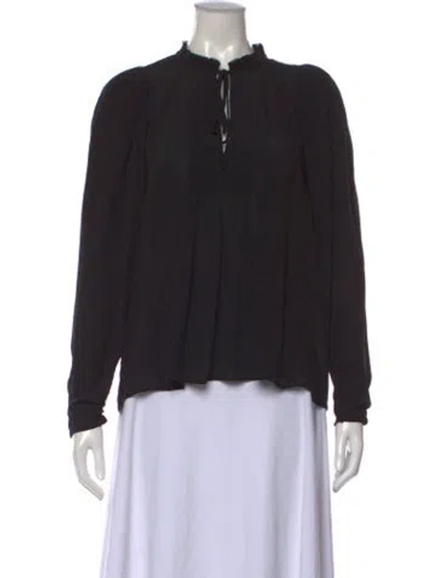 Pre-owned Maria Cher Silk Tie Neck Blouse In Black