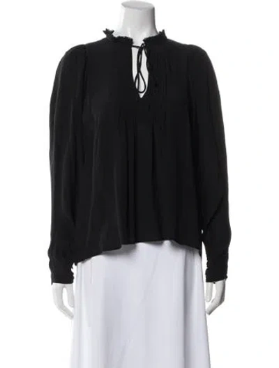 Pre-owned Maria Cher Silk Tie Neck Blouse In Gray