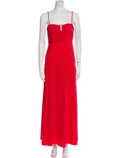 Pre-owned Maria Cher Square Neckline Long Dress In Red