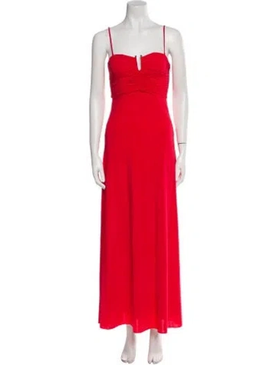 Pre-owned Maria Cher Square Neckline Long Dress In Red