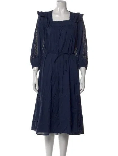 Pre-owned Maria Cher Square Neckline Midi Length Dress In Blue
