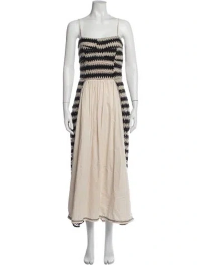 Pre-owned Maria Cher Striped Long Dress In Neutral