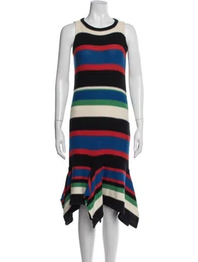 Pre-owned Maria Cher Striped Midi Length Dress In Red