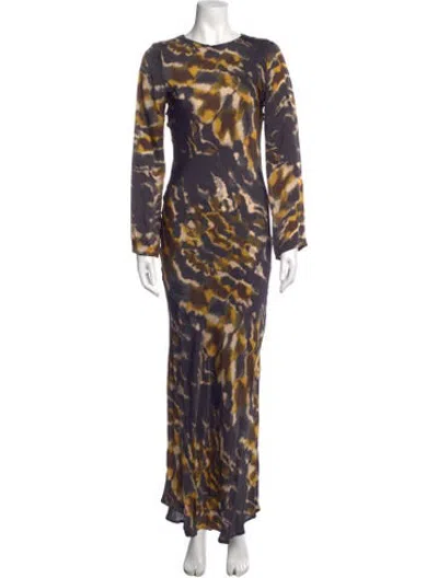 Pre-owned Maria Cher Tie-dye Print Long Dress In Brown