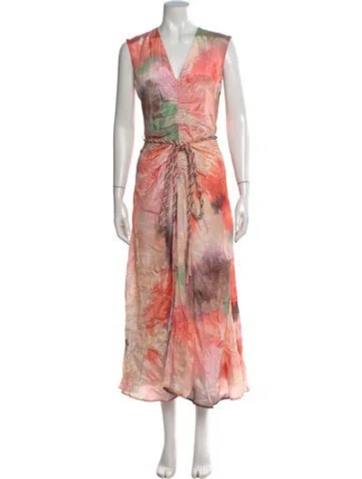 Pre-owned Maria Cher Tie-dye Print Long Dress W/ Tags In Pink