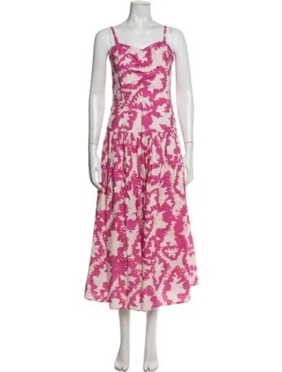 Pre-owned Maria Cher Tie-dye Print Midi Length Dress In Pink