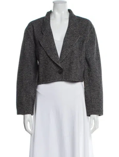 Pre-owned Maria Cher Tweed Pattern Blazer In Gray