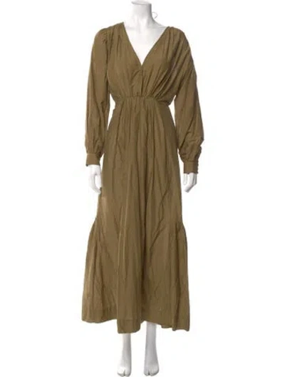 Pre-owned Maria Cher V-neck Long Dress In Green