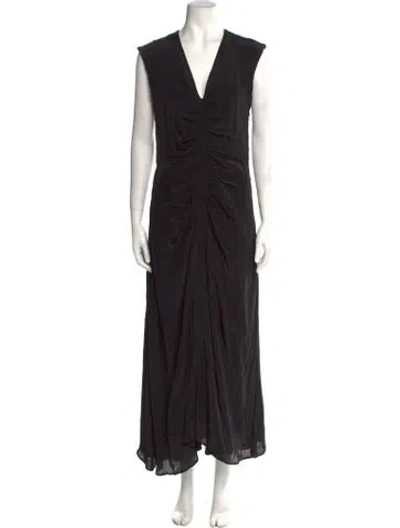 Pre-owned Maria Cher V-neck Long Dress W/ Tags In Black