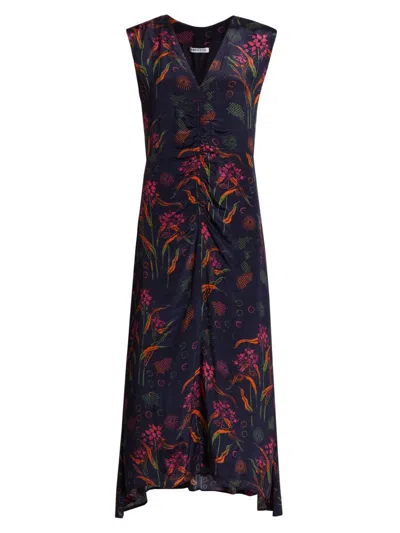 Maria Cher Women's Arrecifes Tora Abstract Floral Midi-dress In Blue