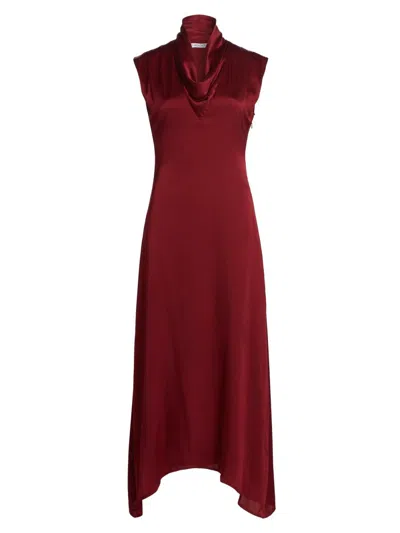 Maria Cher Women's Azul Deb Silk Cowlneck Cocktail Dress In Red