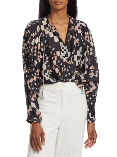 Maria Cher Women's Bermejo Cora Printed Top In Black Night
