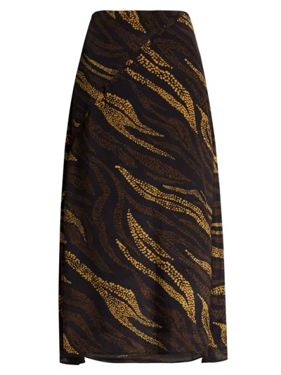 Maria Cher Women's Bowie Mara Printed Crepe A-line Midi-skirt In Brown