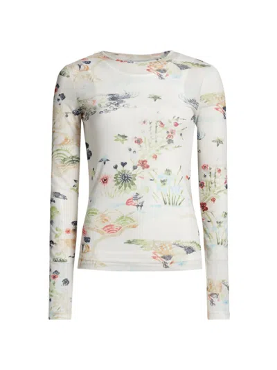 Maria Cher Women's Dorrego Agata Printed Long-sleeve Top In White