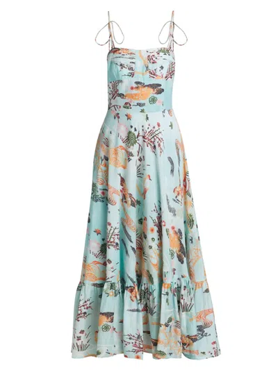 Maria Cher Women's Dorrego Vivian Cotton-silk Maxi Dress In Blue