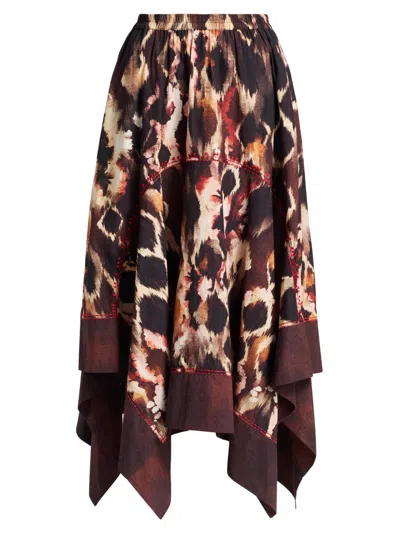 Maria Cher Women's Fleetwood Elda Printed Handkerchief Midi-skirt In Brown