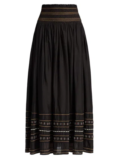 Maria Cher Women's Joan Ezra Embroidered Voile Midi-skirt In Brown