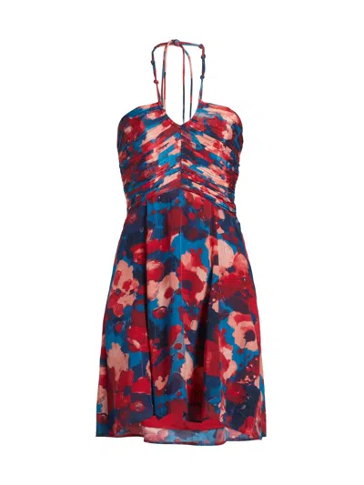 Maria Cher Women's Liniers Tori Floral Crepe Ruched Minidress In Red