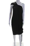 Maria + Cornejo Womens Brown Linen Drape Off Shoulder Clio Dress In Brown