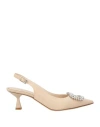 Maria Cristina Valle Woman Pumps Beige Size 9 Textile Fibers