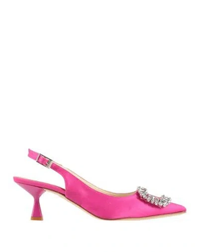 Maria Cristina Valle Woman Pumps Fuchsia Size 6 Textile Fibers In Pink
