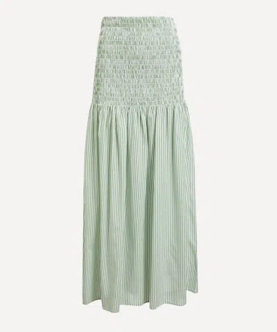 Maria De La Orden Women's Long Owl Green Stripes Skirt