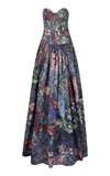 Maria Elena Villamil Castaño Printed Strapless Maxi Dress