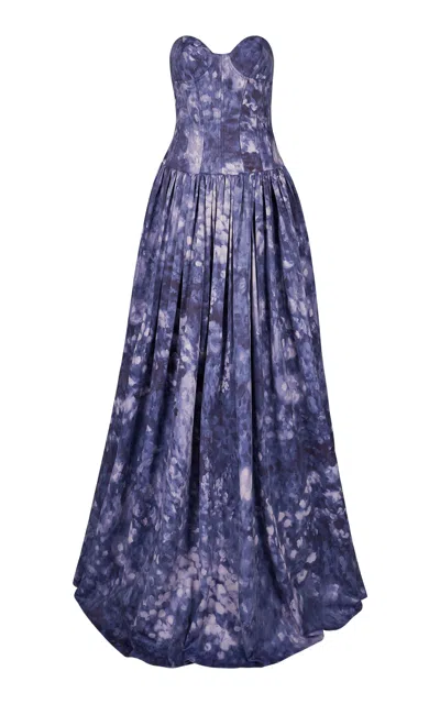 Maria Elena Villamil Castaño Printed Strapless Maxi Dress