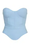 Maria Elena Villamil Contorno Organic Cotton Corset Top In Light Blue