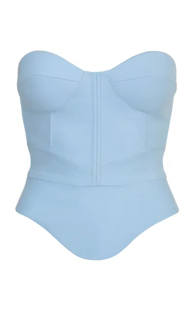 Maria Elena Villamil Contorno Organic Cotton Corset Top In Light Blue