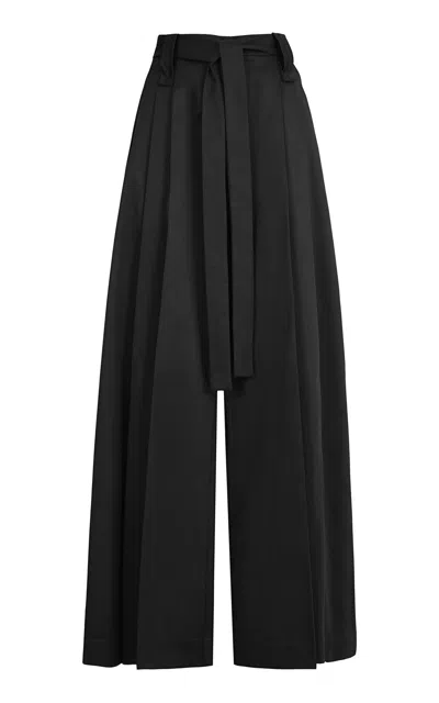Maria Elena Villamil Esplendor Satin Wide Leg Pants In Black